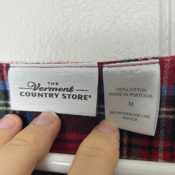The Vermont Country Store Plaid Nightgown Dress Size M Red Cotton moomoo holiday - Picture 3 of 8